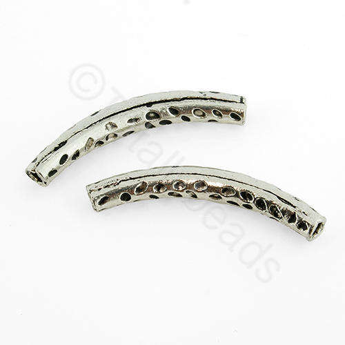 Antique Silver Metal Tube - Spotty Tube 31x4mm 4pcs
