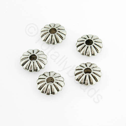 Antique Silver Rondelle - 8x3mm -12pcs