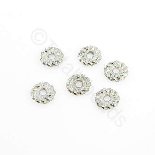 Antique Silver Bead - Roped Bead 6mm - Silver 25pcs