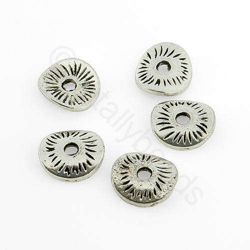 Antique Silver Bead - Curve Disc 8mm 40pcs