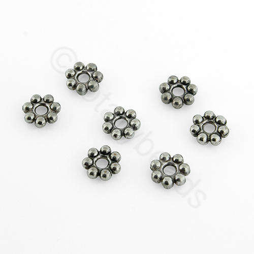 Antique Silver Metal Disc Dasiy 5mm 60pcs