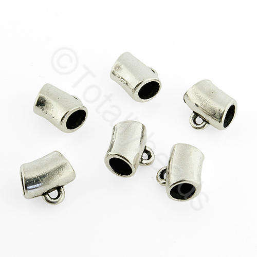 Antique Silver Metal Bail Bead - Arc Tube 5mm 38pcs
