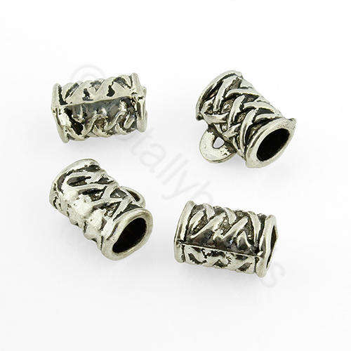 Antique Silver Bead - Bail Tube 10x7mm 8pcs