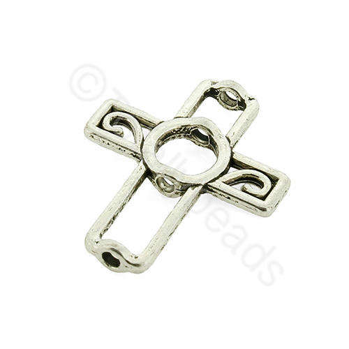 Antique Silver Metal Long Cross Frame 26mm 6pc