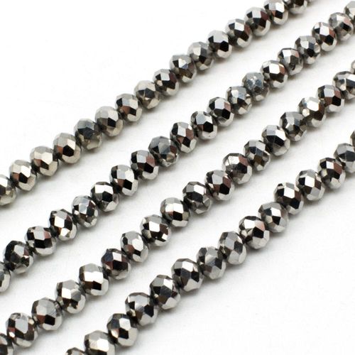 6mm crystal beads dark silver plate, pack of 100 — plated finish, ideal for jewelry making and beadwork
