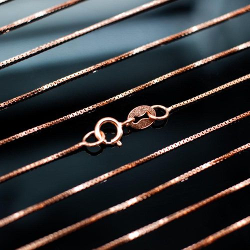 Rose Gold Sterling 925 Chain Necklace Box 0.8 16 string 6mm for jewellery making