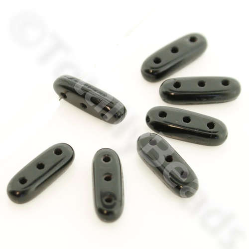 10mm Czech glass glass beads jet black — pack of 30, high-quality two-hole beads ideal for jewelry making, bead weaving, and crafts