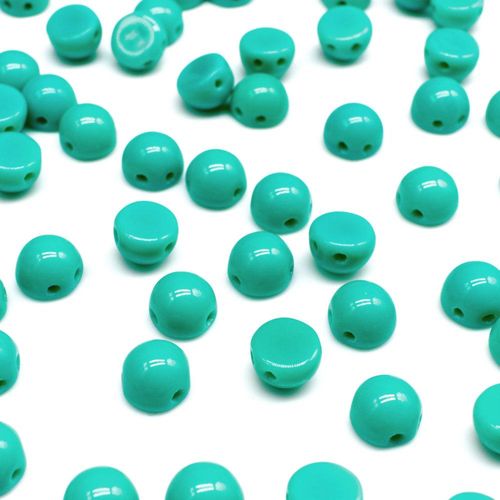7mm Czech glass glass beads opaque turquoise — pack of 25, high-quality two-hole beads ideal for jewelry making, bead weaving, and crafts
