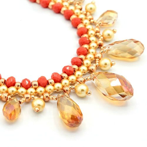 Daphne Crystal Necklace peach bellini necklace making kit — DIY set with beads and instructions for creating handmade jewelry