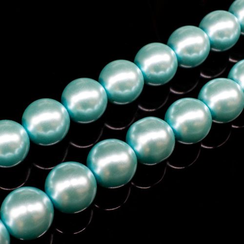 Glass Pearl Round Beads 12mm Aqua for jewellery making