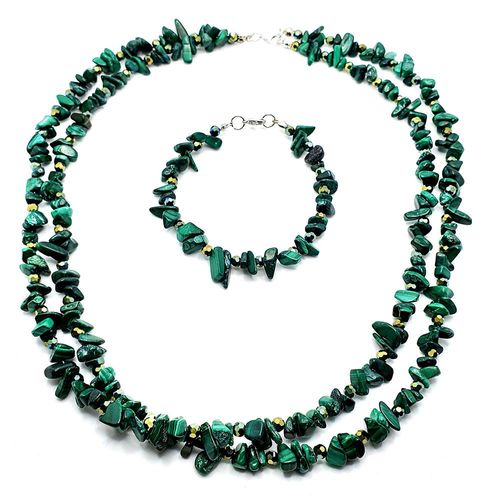 Anya Necklace & Bracelet Set malachite bracelet making kit — DIY set with beads and instructions for creating handmade jewelry