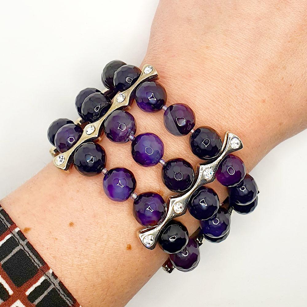 Maya Fire Agate Bracelet deep purple bracelet making kit — DIY set with beads and instructions for creating handmade jewelry