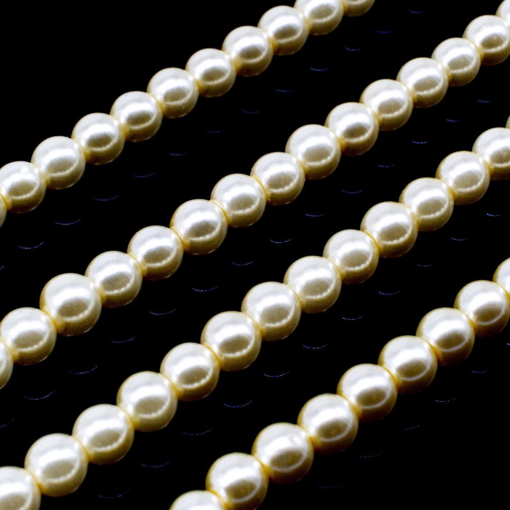 Glass Pearl Round Beads 4mm - Light Peach