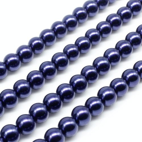 Glass Pearl Round Beads 6mm - Cobalt
