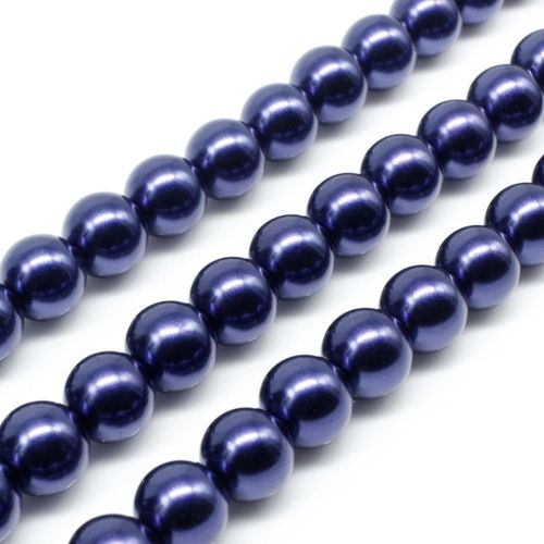 Glass Pearl Round Beads 8mm - Cobalt