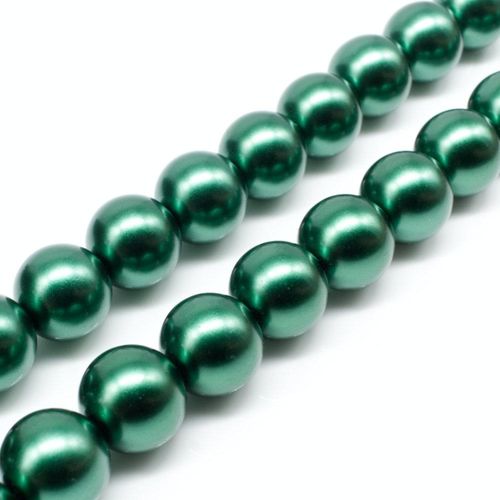 Glass Pearl Round Beads 12mm Moss Green for jewellery making
