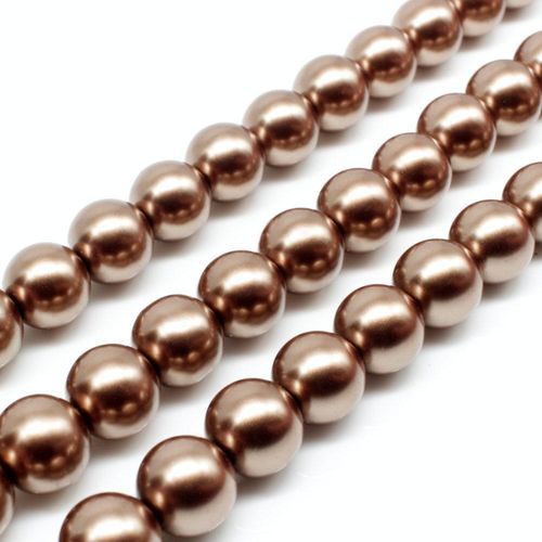 Glass Pearl Round Beads 8mm - Caramel