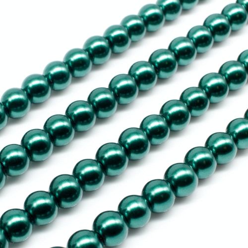Glass Pearl Round Beads 6mm - Teal