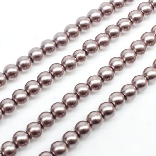 Glass Pearl Round Beads 4mm - Mink