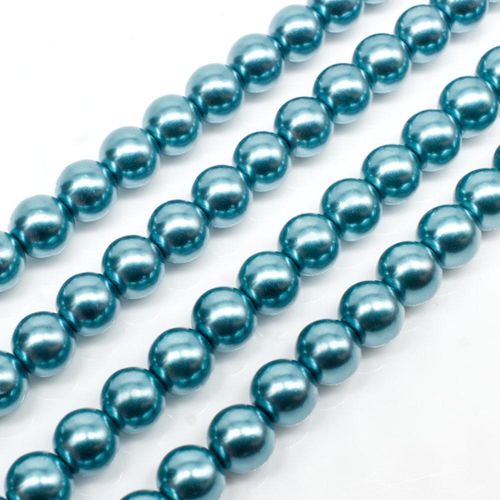 Glass Pearl Round Beads 6mm - Steel Blue