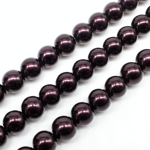 Glass Pearl Round Beads 8mm - Aubergine