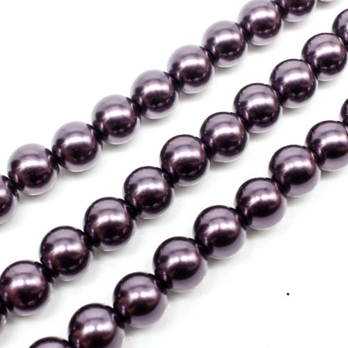 Glass Pearl Round Beads 8mm - Grape
