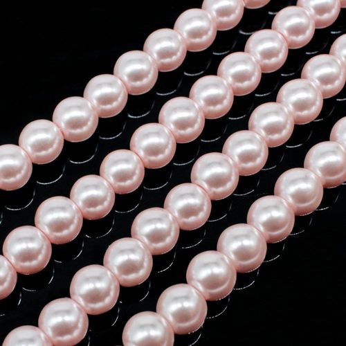 Glass Pearl Round Beads 6mm - Rose Pink
