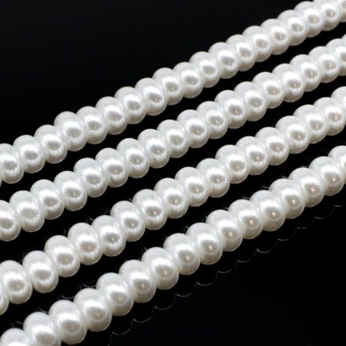 Glass Pearl Rondelle 3x5mm - Pure White