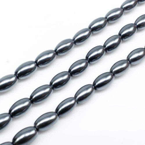 Glass Pearl Rice 4x7mm - Hematite