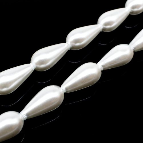 Glass Pearl Drop Beads 8x16mm White for jewellery making