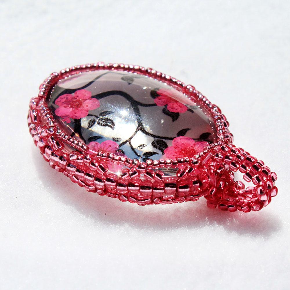 Blossom Cabochon Kit pink mauve jewelry making kit — DIY set with beads and instructions for creating handmade jewelry