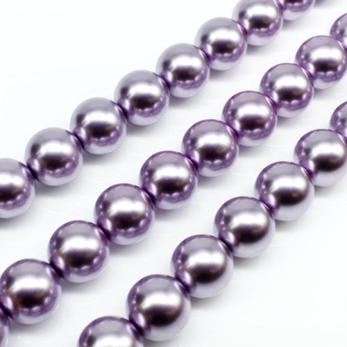 Glass Pearl Round Beads 10mm - Light Purple