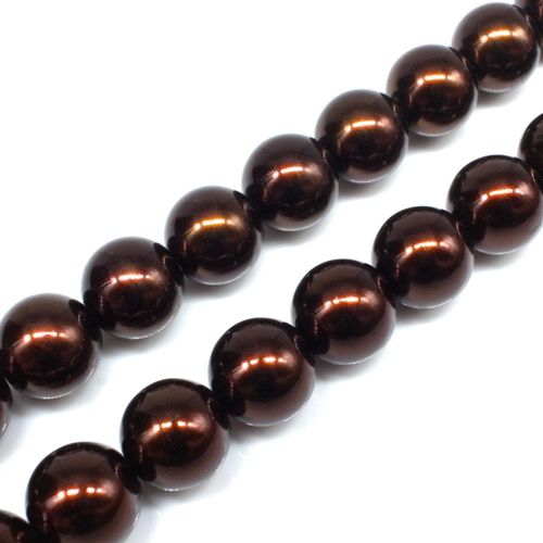 Glass Pearl Round Beads 12mm - Bronze