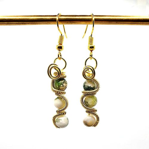 Precious Wave Earrings tree agate earring making kit — DIY set with beads and instructions for creating handmade jewelry