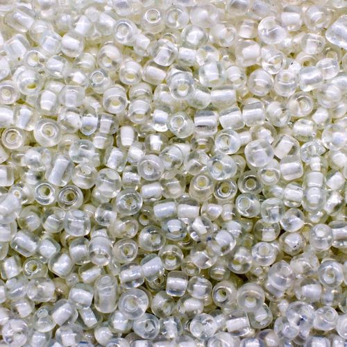 Seed Beads Lined White Luster Size 6 100g 4mm for jewellery making