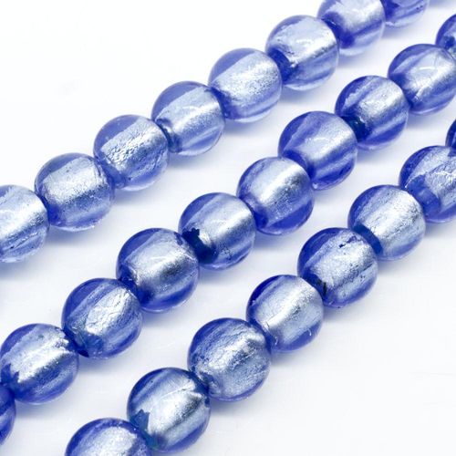 Silver Foil Round Beads 10mm 40pcs Light Blue for jewellery making