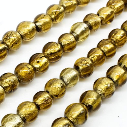 Silver Foil Round Beads 8mm 50pcs Khaki Gold for jewellery making