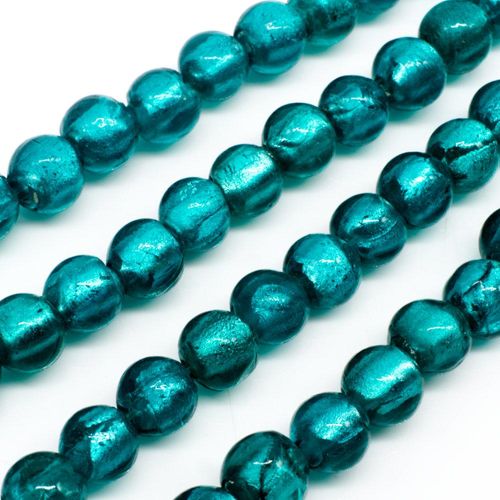 Silver Foil Round Beads 8mm 50pcs Teal for jewellery making