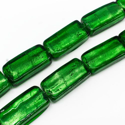 Silver Foil Rectangle Beads 24mm Green for jewellery making