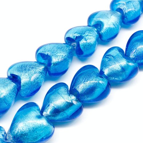 Silver Foil Heart Beads 20mm 20pcs Turquoise for jewellery making