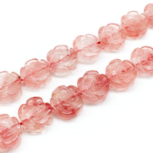 Volcano Glass Beads 13mm Carved Rose 10pc Pink for jewellery making