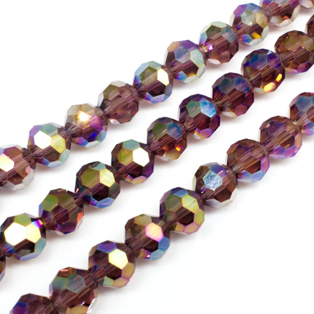 8mm crystal beads purple rainbow — faceted for jewelry making and beadwork