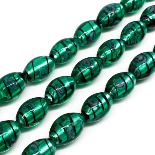 Silver Foil Flower Rice Beads 17mm Teal for jewellery making