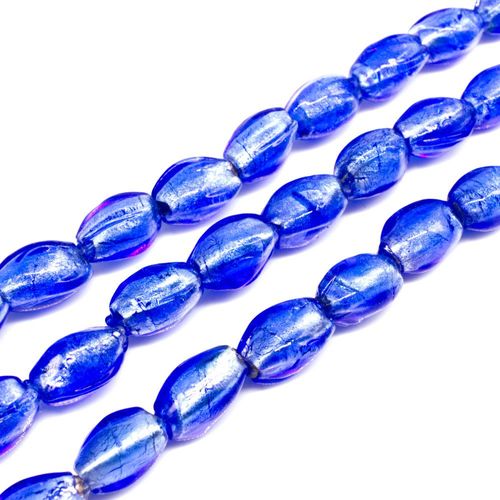 Silver Foil Square Rice Beads 15mm Blue for jewellery making