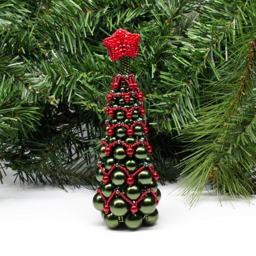 2022 Large Beaded Christmas Tree red green jewelry making kit — DIY set with beads and instructions for creating handmade jewelry