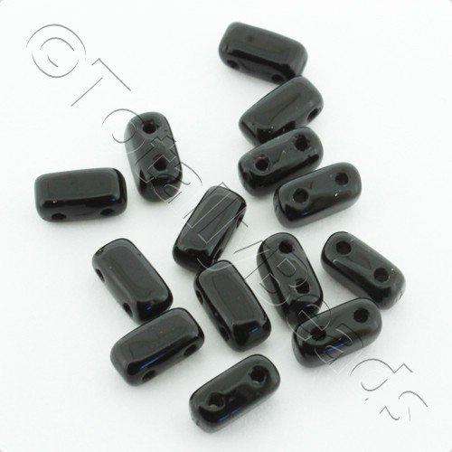 6x3mm Czech glass glass beads jet black — pack of 50, high-quality two-hole beads ideal for jewelry making, bead weaving, and crafts