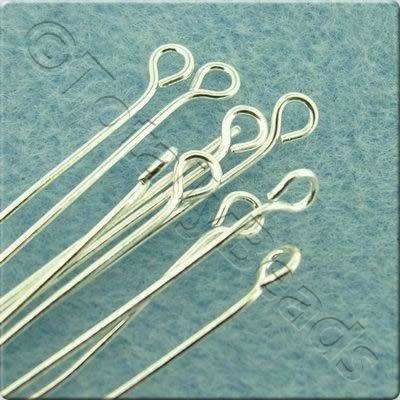 Eye Pins 30mm 100pcs - Silver Plated