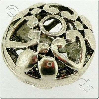 Antique Silver Bead - Hollow Disc 15mm 2pcs