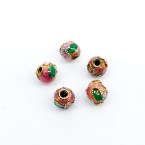 Cloisonne 6mm Round Bead Pink 1pc for jewellery making