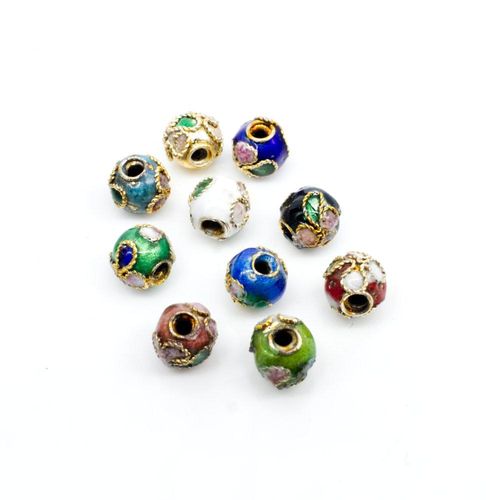 Cloisonne 6mm Round Bead Mixed 10pcs for jewellery making